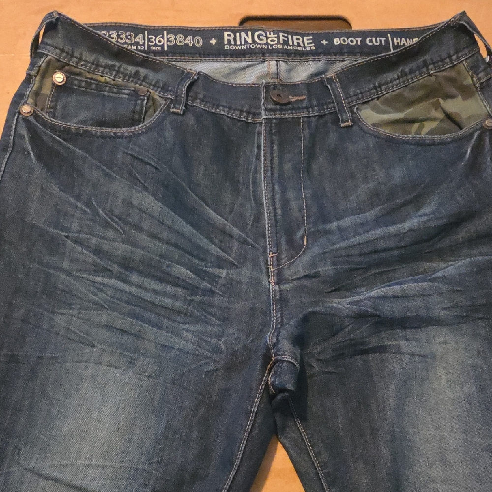 Ring of Fire Men's Dark Blue Bootcut Jeans